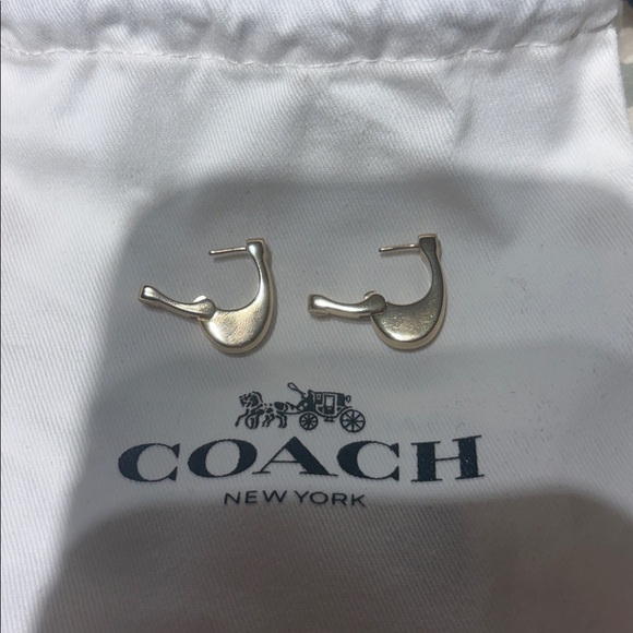 Coach Gold-Tone Logo Earrings - Picture 6 of 7